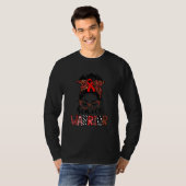 Messy Bun Heart Warrior Wear Red Heart Disease Awa T-shirt (Voorkant volledig)