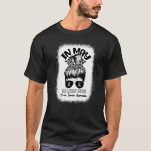 Messy Bun in mei Draag grijs voor brain Tumor Awar T-shirt