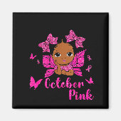 Messy Bun In October We Wear Nk Breast Cancer Blac Magneet (Voorkant)