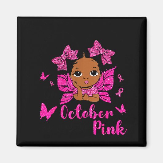 Messy Bun In October We Wear Nk Breast Cancer Blac Magneet (Voorkant)