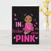 Messy Bun In October We Wear Pink Breast Cancer Bl Kaart (Gele Bloem)