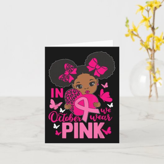 Messy Bun In oktober Draag we Roze Borstkanker BL Kaart (Gele Bloem)