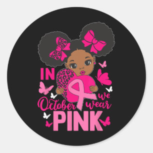 Messy Bun In oktober Draag we Roze Borstkanker BL Ronde Sticker