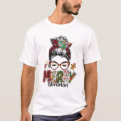 Messy Bun kerstboom Librarian Kerstmis T-shirt (Voorkant)