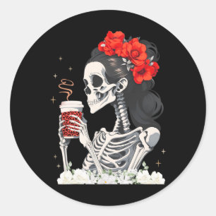 Messy Bun Koffie Grappig Kostuum Mama Vrouwen Ronde Sticker