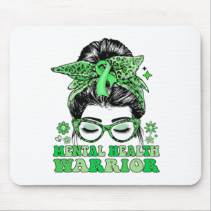 Messy Bun Leopard Groen Lint Geestelijke Gezondhei Muismat