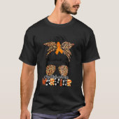 Messy Bun Leopard Multiple Sclerosis Bewustmam T-shirt (Voorkant)