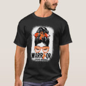 Messy Bun Leopard Oranje Ribbon Leukemia Warrior T-shirt (Voorkant)