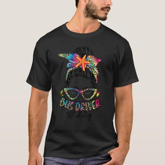 Messy Bun Leopard Tie Dye Bus Driver Off Duty Summ T-shirt (Voorkant)