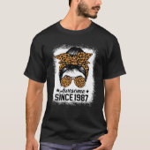 Messy Bun Leoprad Awesome Since 1987 35 Years Old T-shirt (Voorkant)