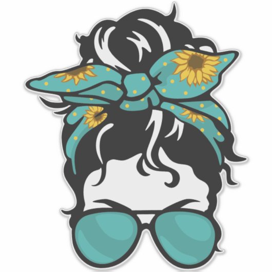 Messy Bun Life Stickers – Funny Mom Stickers, Coff (Voorkant)