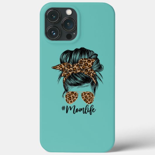 Messy Bun Ma Leopard Messy Hair Bun Moms Life Case-Mate iPhone Case (Achterkant)