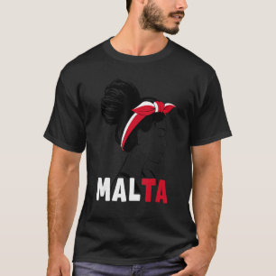 Messy Bun Malta vlag Maltees voor meisjes vrouwen T-shirt