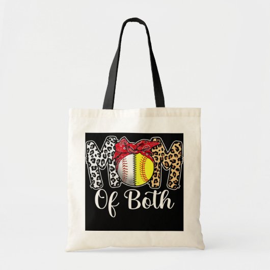 Messy Bun Mam van beide honkbal Softball Mam Tote Bag (Voorkant)