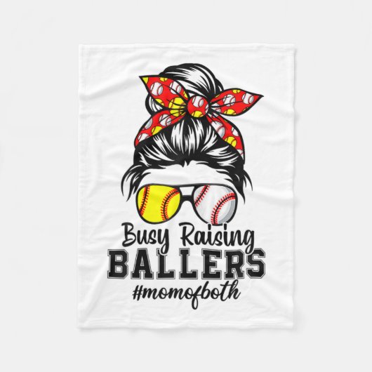 Messy Bun mama van beide baseball Softball Busy Ra Fleece Deken (Voorkant)