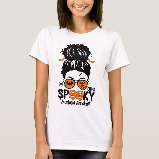 Messy bun Medical Assistant Halloween Pumpkin T-shirt (Voorkant)