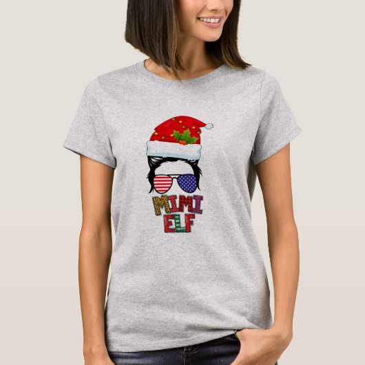 Messy Bun Mimi Elf Matching Family Group T-shirt (Voorkant)