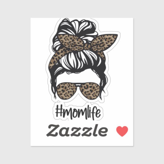 Messy Bun #momlife Leopard Sticker (Vel)