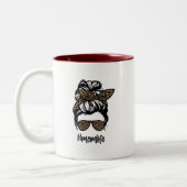 Messy Bun #momlife Leopard Tweekleurige Koffiemok (Links)