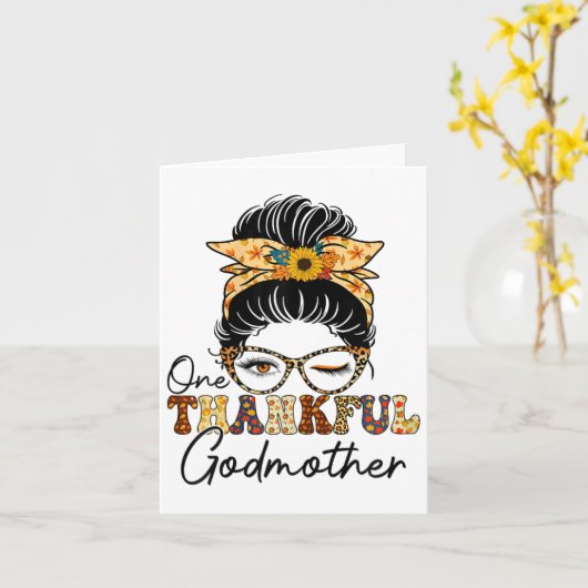 Messy Bun One Dankbaar Godmother Herfst Herfst Dan Kaart (Gele Bloem)