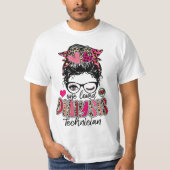Messy Bun One Loved Dialysis Technician Valentine' T-shirt (Voorkant)