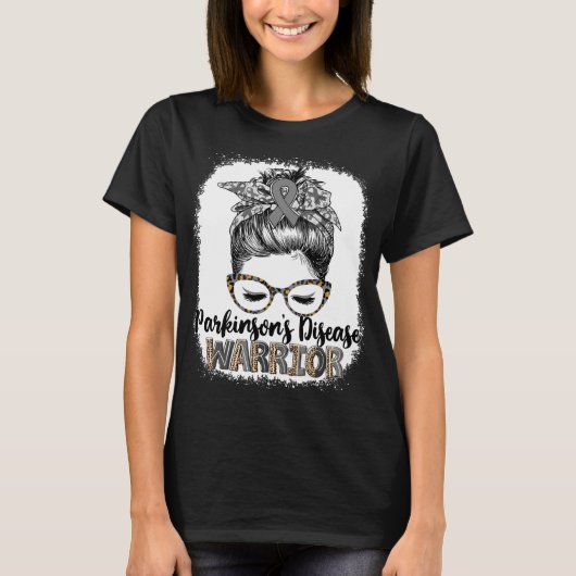 Messy Bun Parkinson Disease Warrior T-shirt (Voorkant)