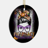 Messy Bun Pharmacy Technist Pharmacist Halloween Keramisch Ornament (Rechts)