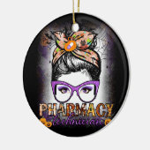 Messy Bun Pharmacy Technist Pharmacist Halloween Keramisch Ornament (Links)
