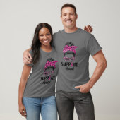 Messy Bun Pink Leopard Support Squad Breast Cancer T-shirt (Unisex)