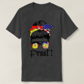 Messy Bun Prost Beer German American Flag Oktoberf T-shirt (Design voorkant)