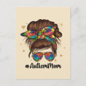 Messy Bun Proud Autism Mam Briefkaart (Voorkant)