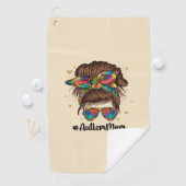 Messy Bun Proud Autism Mam Golfhanddoek (Insitu)