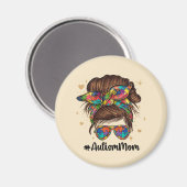 Messy Bun Proud Autism Mam Magneet (Voorkant / Achterkant)
