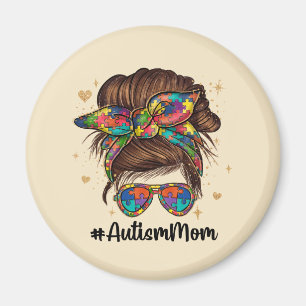 Messy Bun Proud Autism Mam Magneet