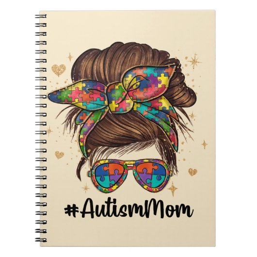 Messy Bun Proud Autism Mam Notitieboek (Voorkant)