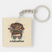 Messy Bun Proud Autism Mam Sleutelhanger (Achterkant)