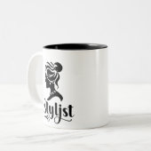 Messy Bun Silhouette Haarstylist Tweekleurige Koffiemok (Voorkant links)