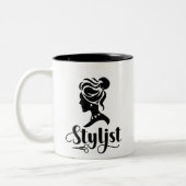 Messy Bun Silhouette Haarstylist Tweekleurige Koffiemok (Links)