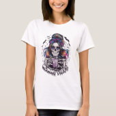 Messy Bun Skeleton "MUMMY VIBES" T-shirt (Voorkant)