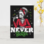 Messy Bun Skeleton Santa Coffee Xmas Funny Women S Kaart (Gele Bloem)