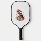 Messy Bun Skeleton Schattige Puppy Hondenliefhebbe Pickleball Paddle (Voorkant)