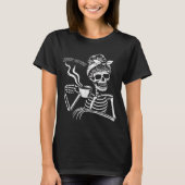 Messy Bun Skeleton Women Halloween Costume Never B T-shirt (Voorkant)