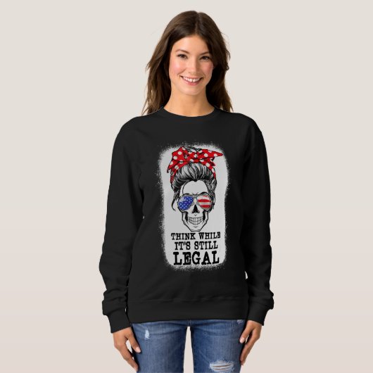 Messy Bun Skull denkt dat het nog steeds legaal is Trui (Voorkant volledig)