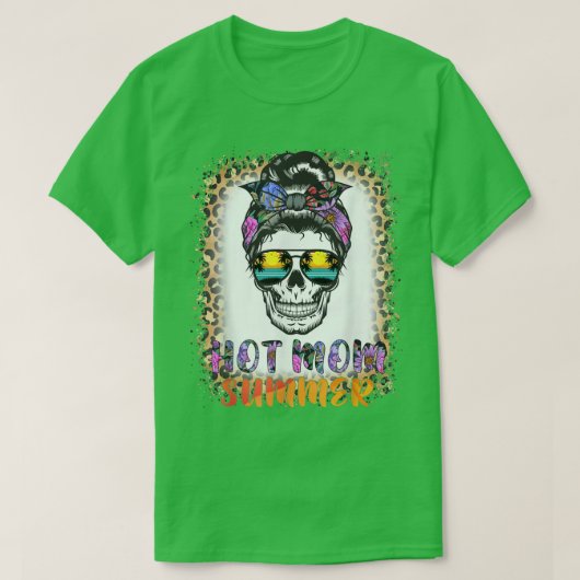 Messy Bun Skull Hot Mom Hawaiian Summer Vibes Moth T-shirt (Design voorkant)