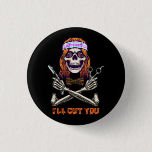 Messy Bun Skull Tie Dye Hairdresser Ik zal je snij Ronde Button 3,2 Cm