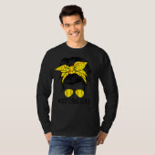 Messy Bun Softbal Leven Moederdag Moeders Vrouwen T-shirt (Voorkant volledig)
