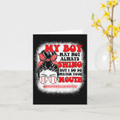 Messy Bun Softball Mom My Boy May Not Always Swing Kaart (Gele Bloem)