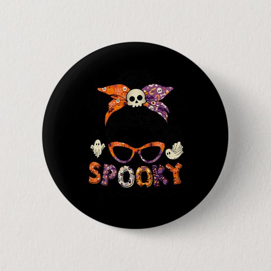 Messy Bun Spooky Oma Fun Halloween Kostuum Wom Ronde Button 5,7 Cm (Voorkant)