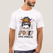 Messy Bun Spooky School Counselor Grappige Hallowe T-shirt (Voorkant)