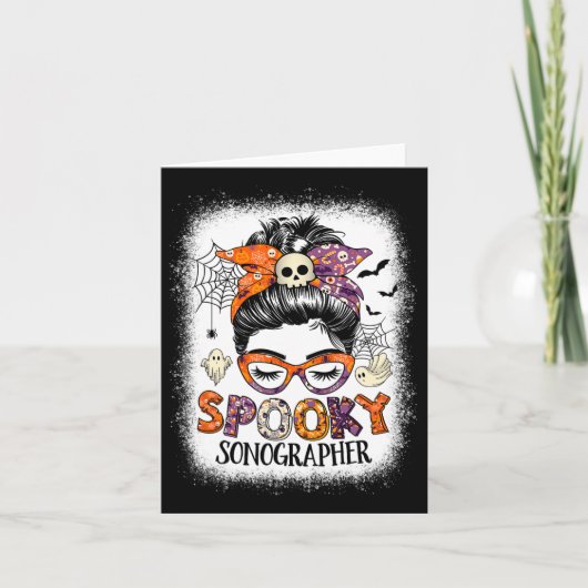 Messy Bun Spooky Sonograaf Fun Halloween Kostuum Kaart (Voorkant)